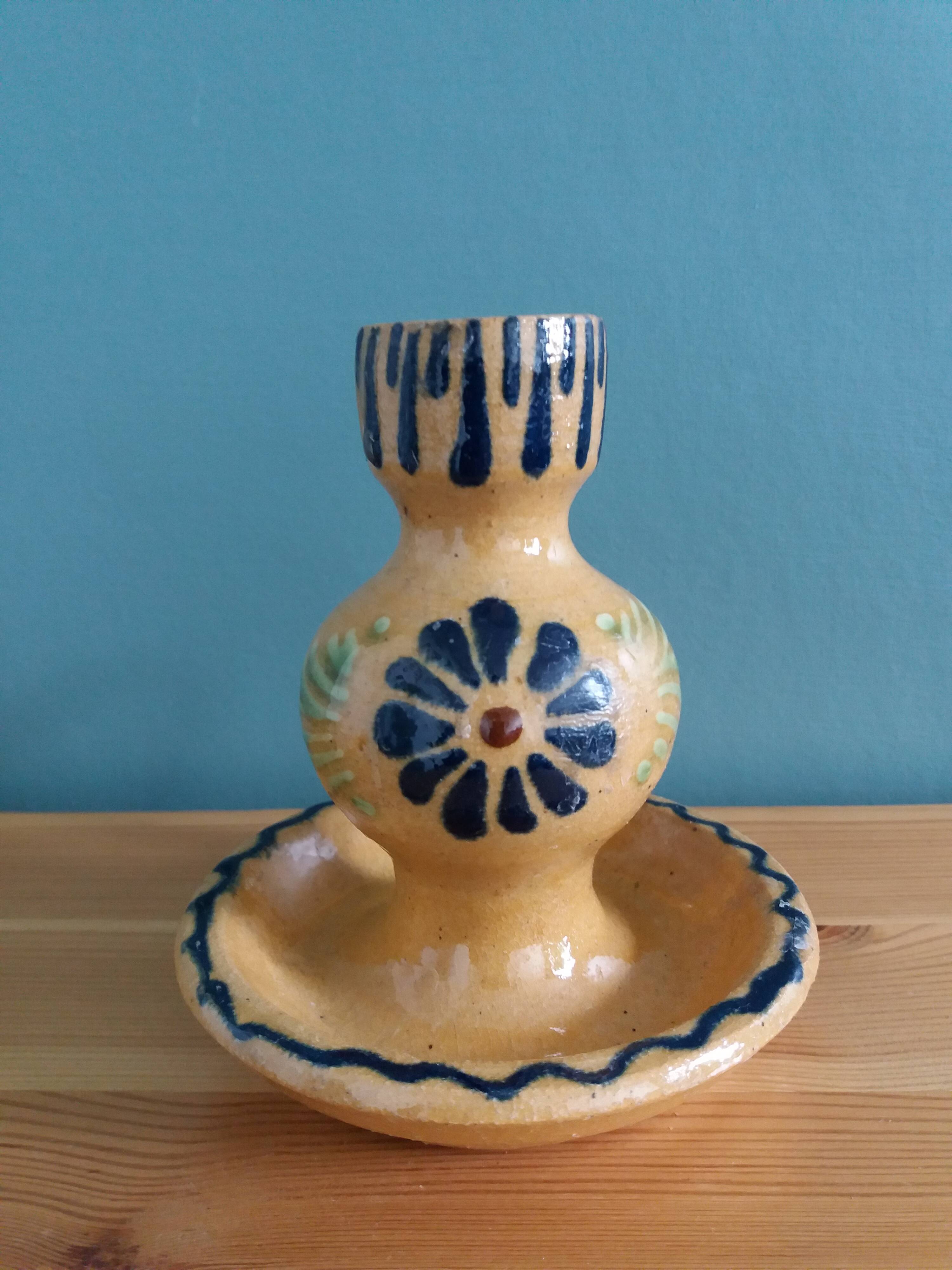 Soufflenheim Alsace pottery candle holder