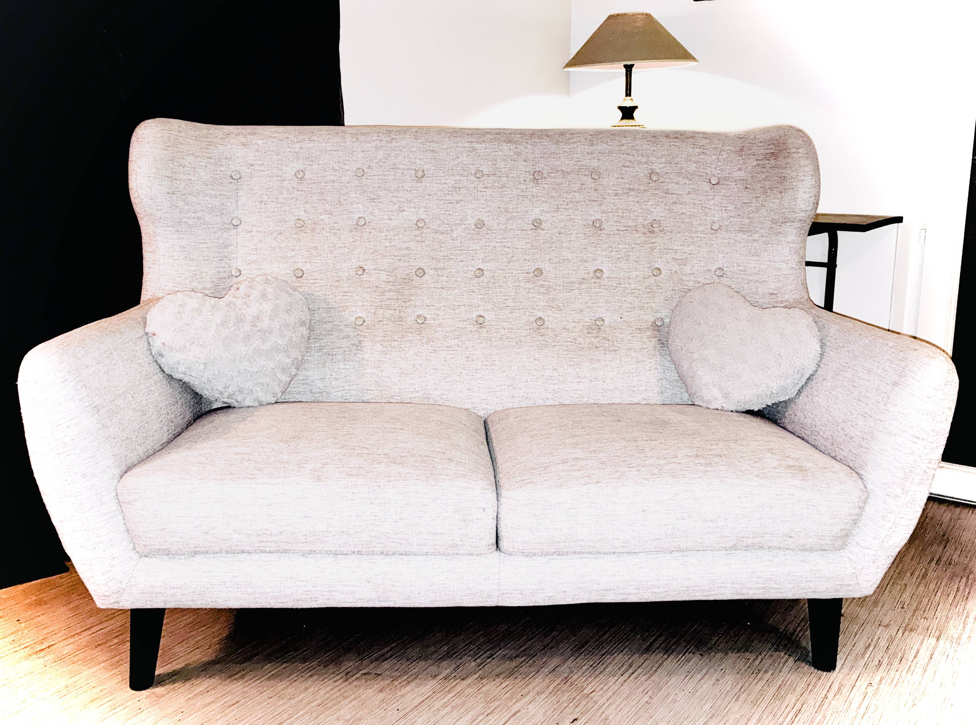 2-Seater Upholstered Sofa Scandinavian Style Mid-Century Spirit Compass Legs