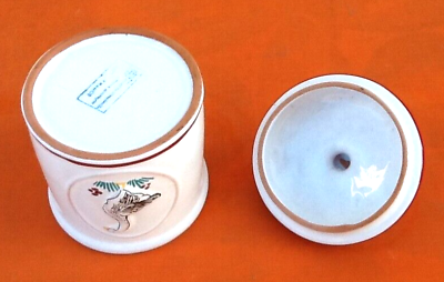 Pair of jars with foie gras lids cylindrical shape ceramic