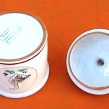 Pair of jars with foie gras lids cylindrical shape ceramic