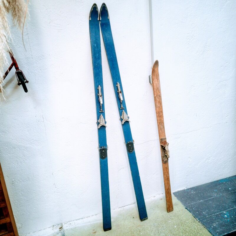 Pair of old wooden skis