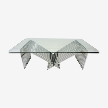 Italian chrome and glass coffee table