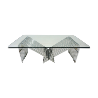 Table basse italienne chrome et verre