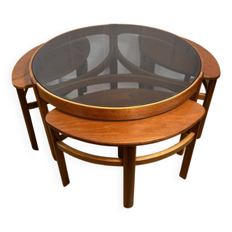 Table basse Trinity en teck rétro vintage du milieu du siècle par Nathan 1960