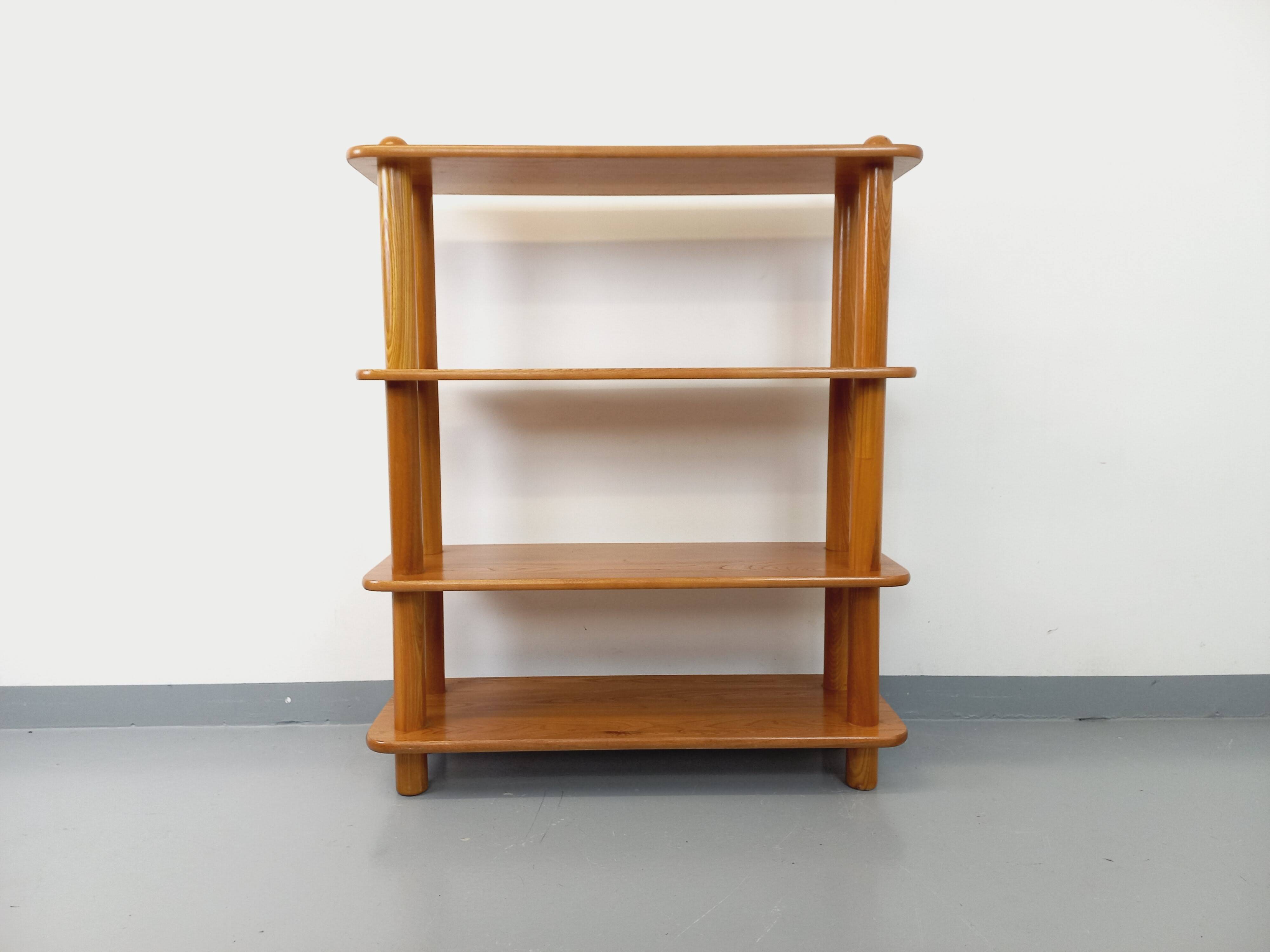 Bibliothèque étagère vintage en orme des années 80