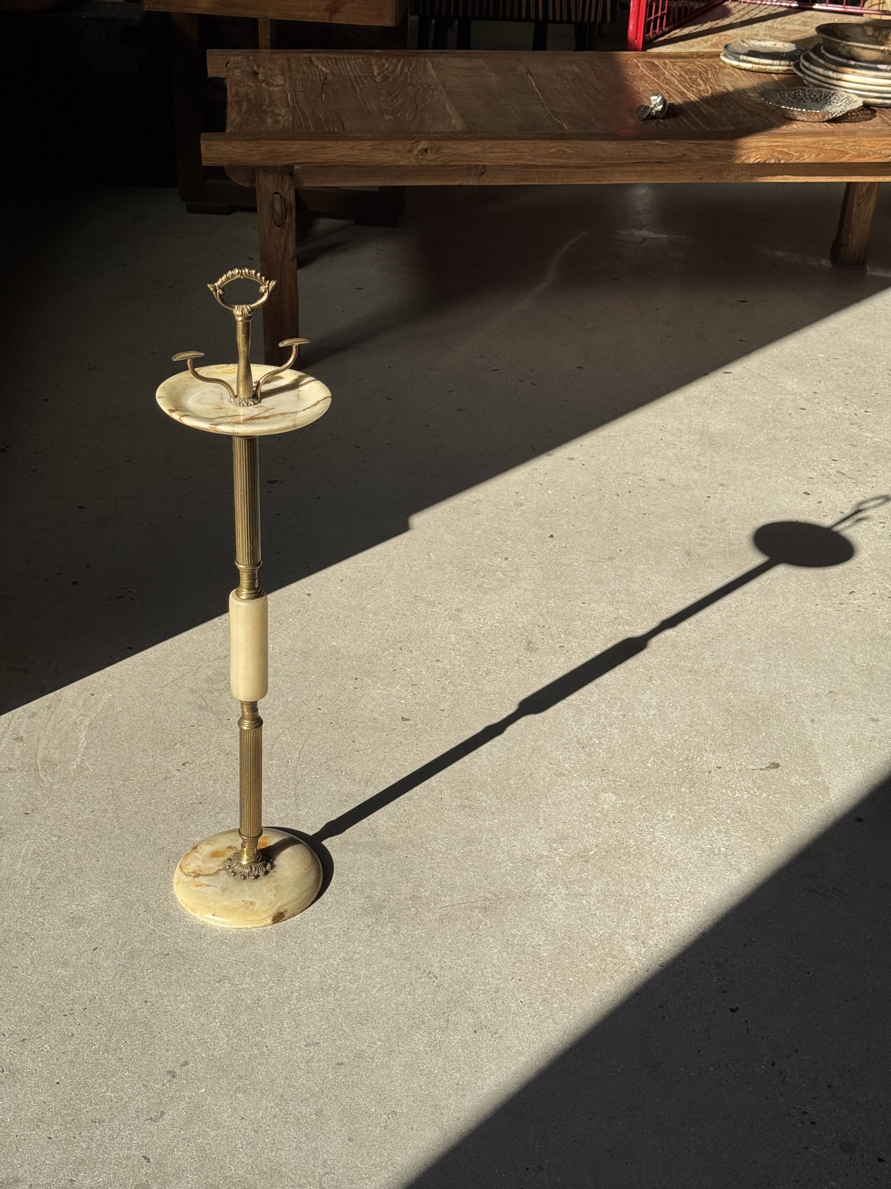 Marble and brass standing ashtray H74 D17