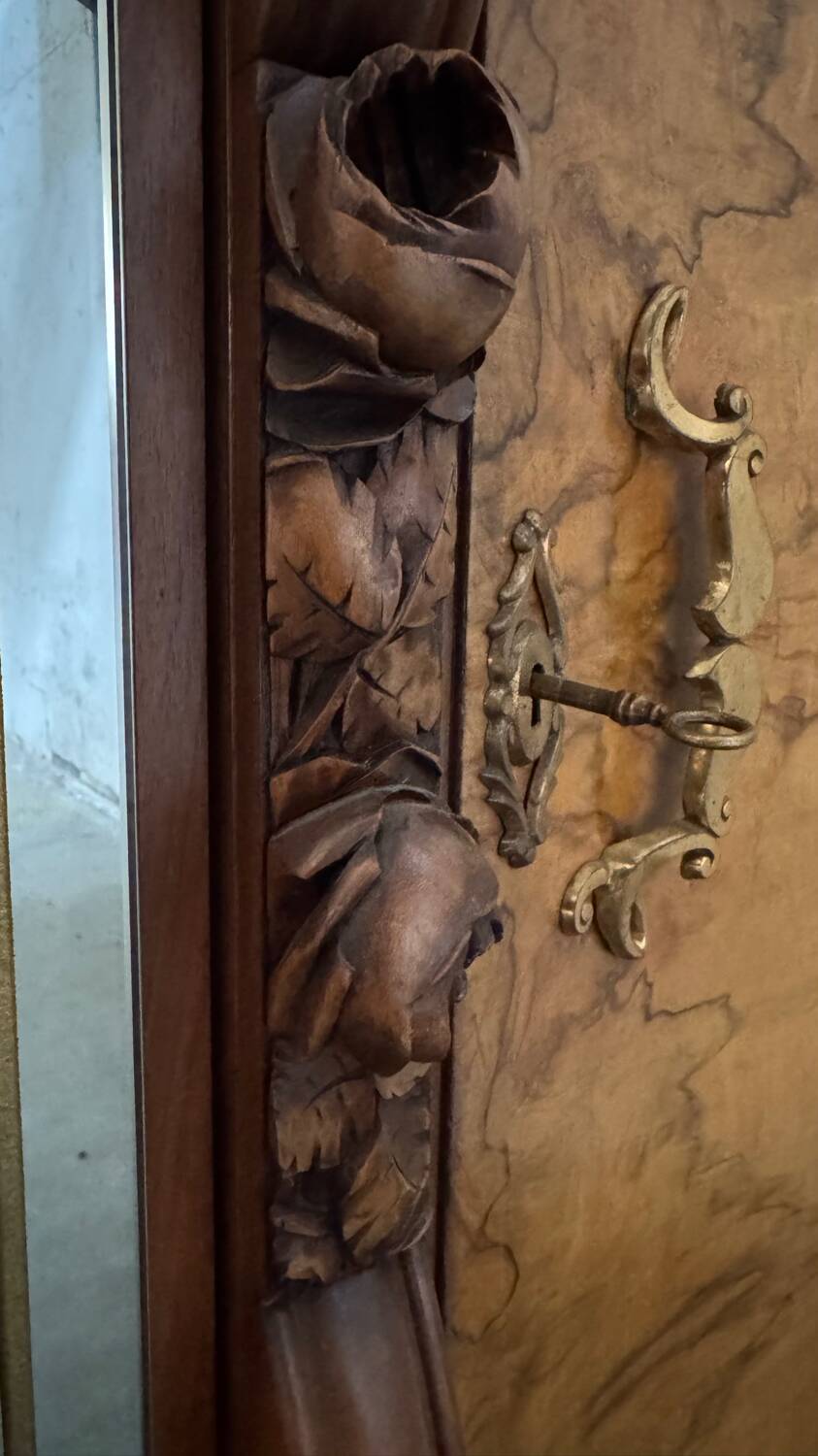 Art Deco style walnut mirrored wardrobe