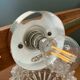 Vintage teak, brass and glass chandelier