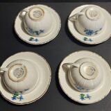 Series of four Orchies earthenware cups with chicory flower decoration
