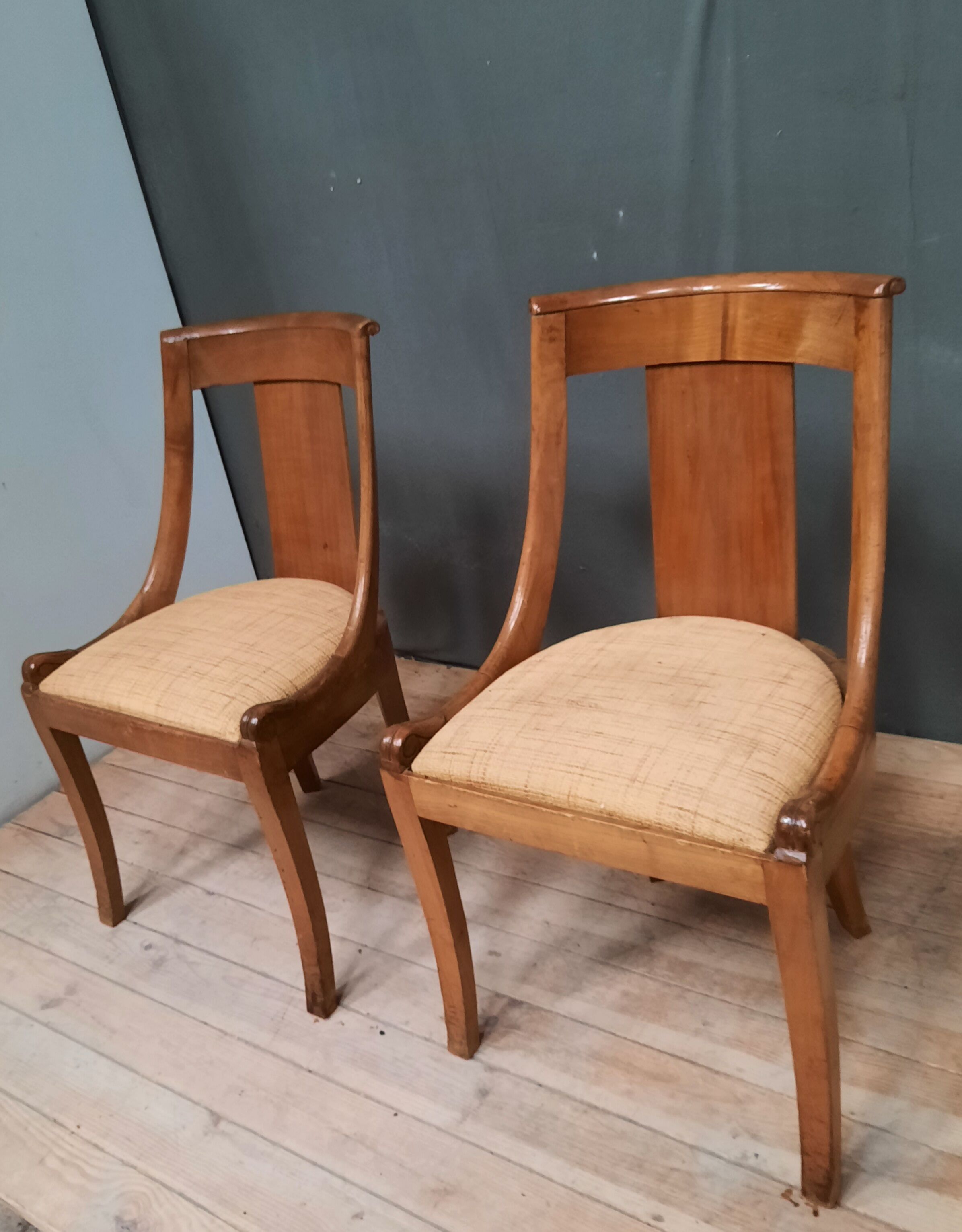 Pair of gondola chairs made of cherry tree