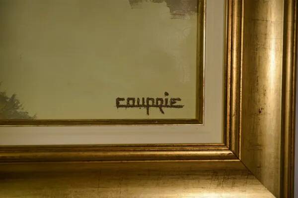 Oil on canvas expressionist figurative painting "Along the Canal" by Jean-Pierre Couprie 1980