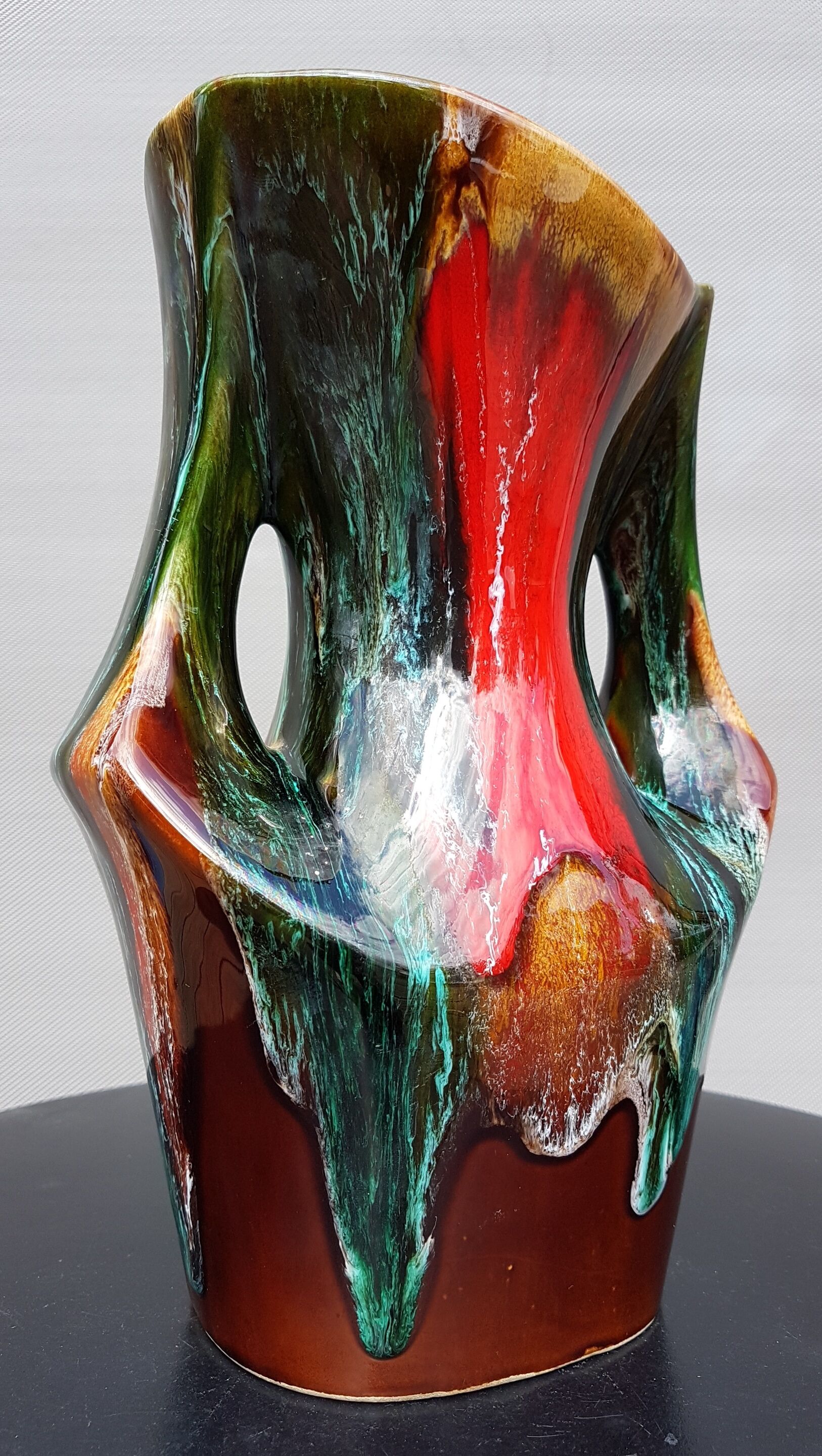 Vase poterie de Vallauris lave multicolore 1960
