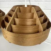 Pair of Hans-Agne Jakobsson pendant lights in pine veneer – AB Ellysett