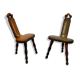 Ensemble de 2 tabourets de trépied en chêne brutaliste du milieu du siècle, années 1960