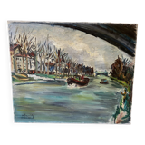 Painting on canvas representing the Seine