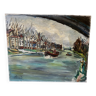 Painting on canvas representing the Seine