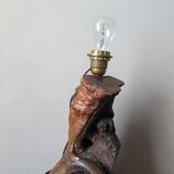 Olive wood lamp base folk art country decoration