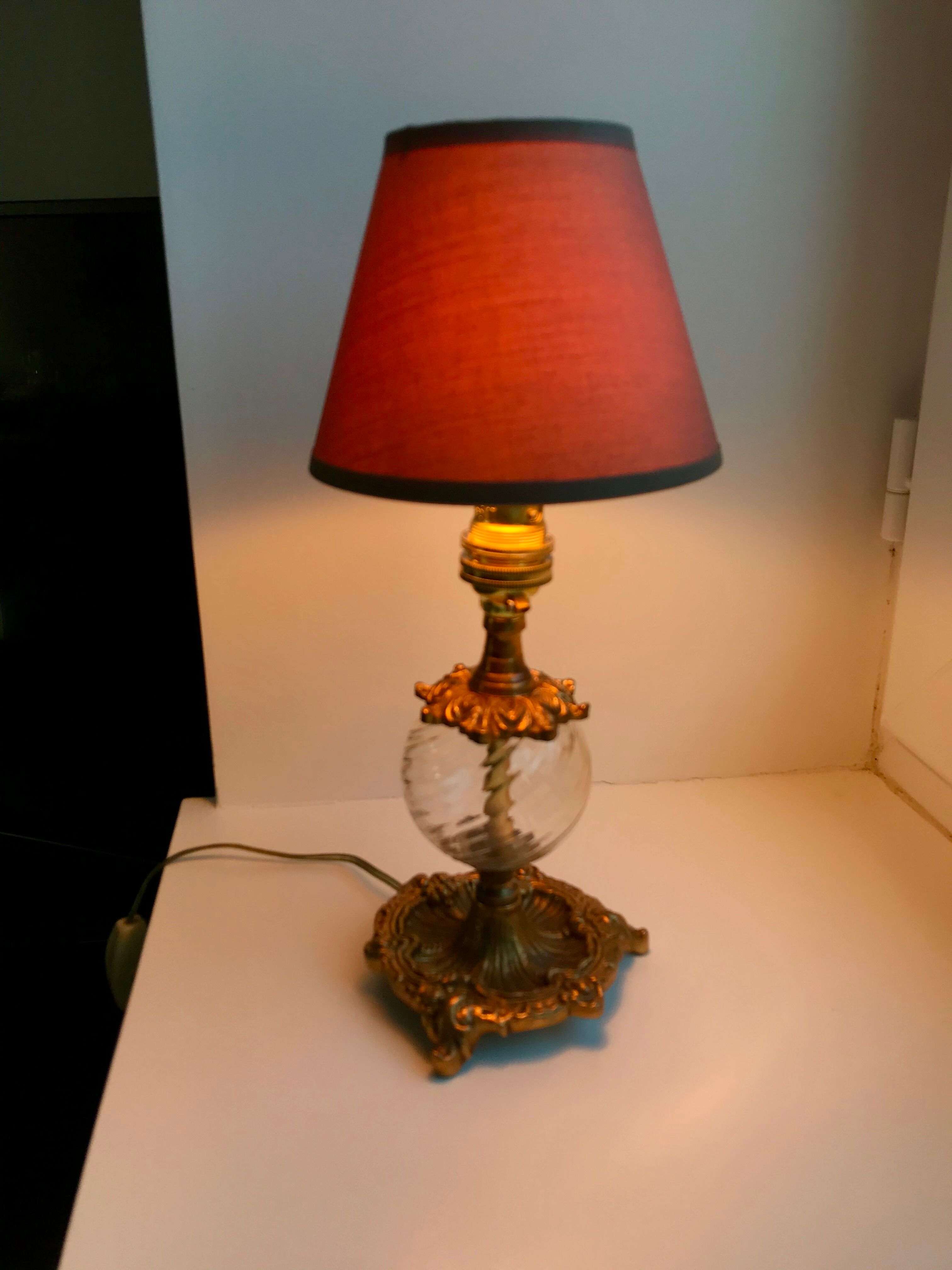 Pair of table lamps in bronze and glass early twentieth century