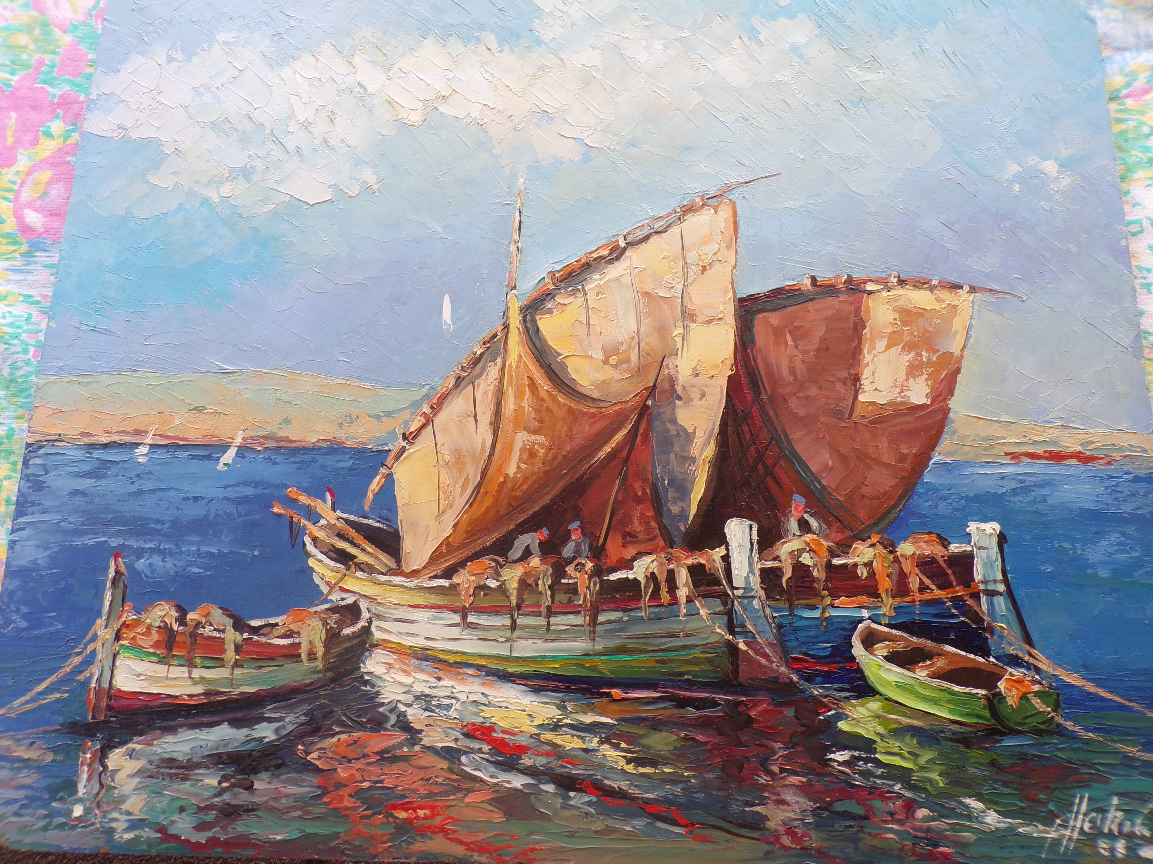 Table oil on panel, navy