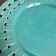 Serving plate, turquoise woven ceramic dish
