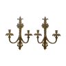 Large pair of non-electrified medieval style candle sconces rusty iron