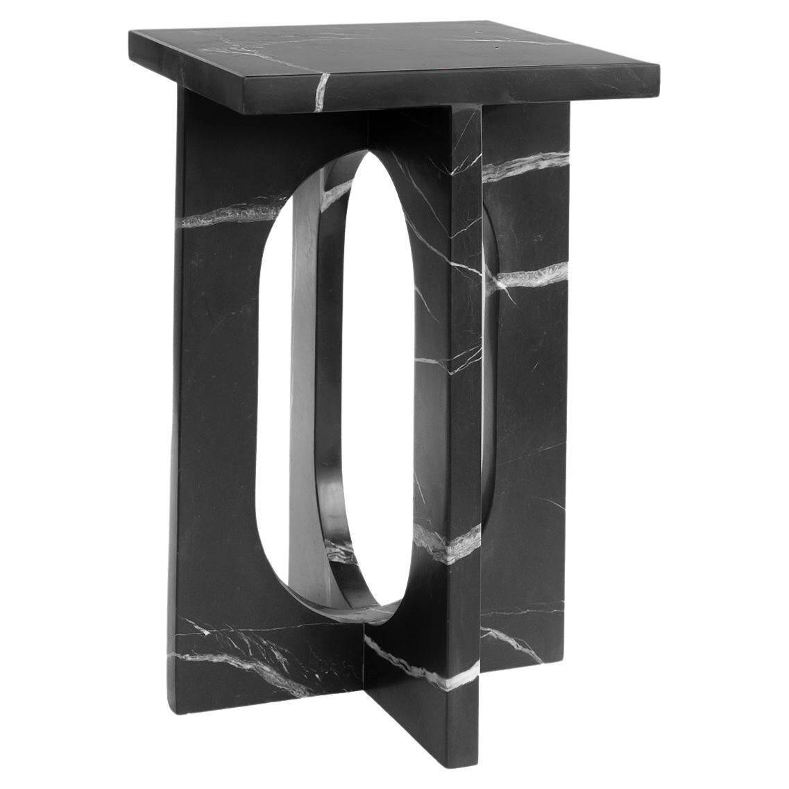 Table d'appoint en marbre noir "BOND"