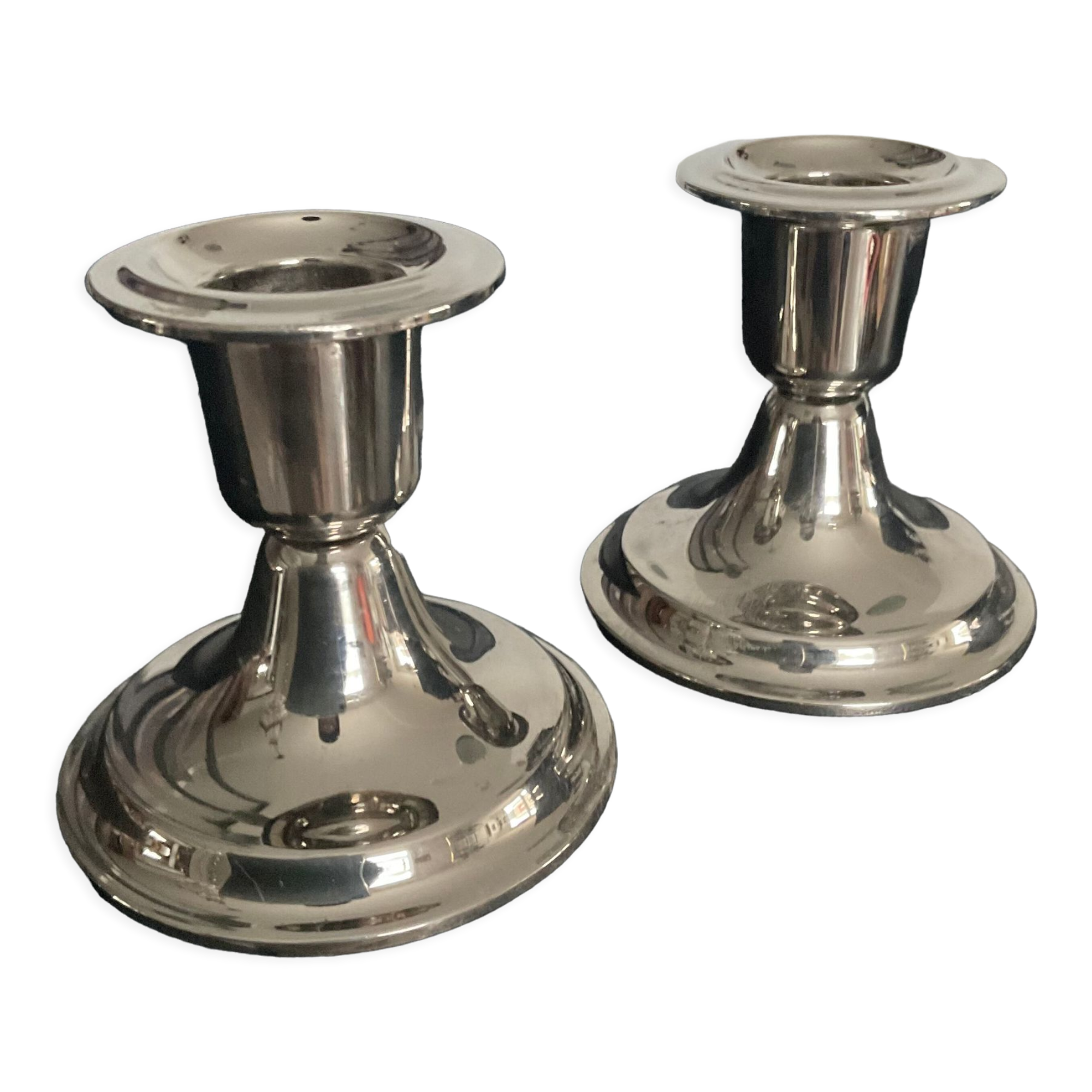 Pair of vintage silver metal candle holders