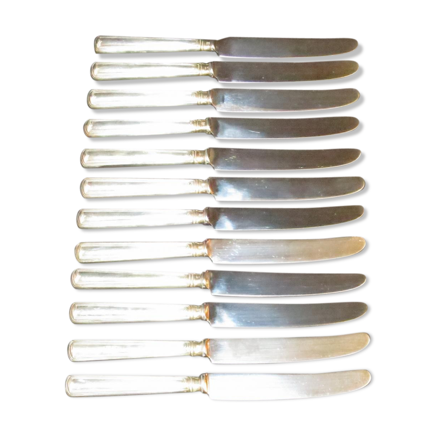 Set of 12 dessert knives stainless blades Adrien Bergeon goldsmith