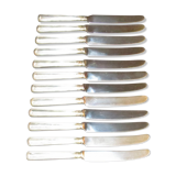 Set of 12 dessert knives stainless blades Adrien Bergeon goldsmith