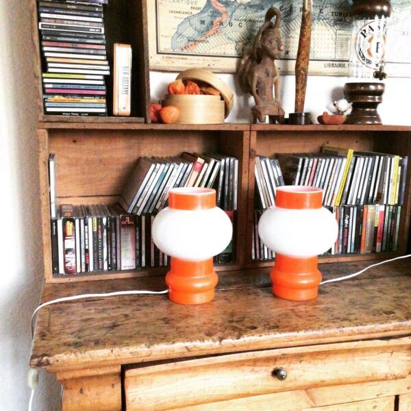 Pair of orange lamps