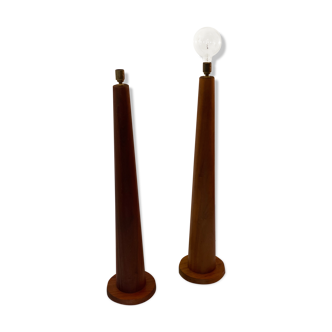 Pair of Bespoke Massive Teak Floor Lamps