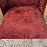 Pair of Art Deco club armchairs in burgundy red velvet, 1930s