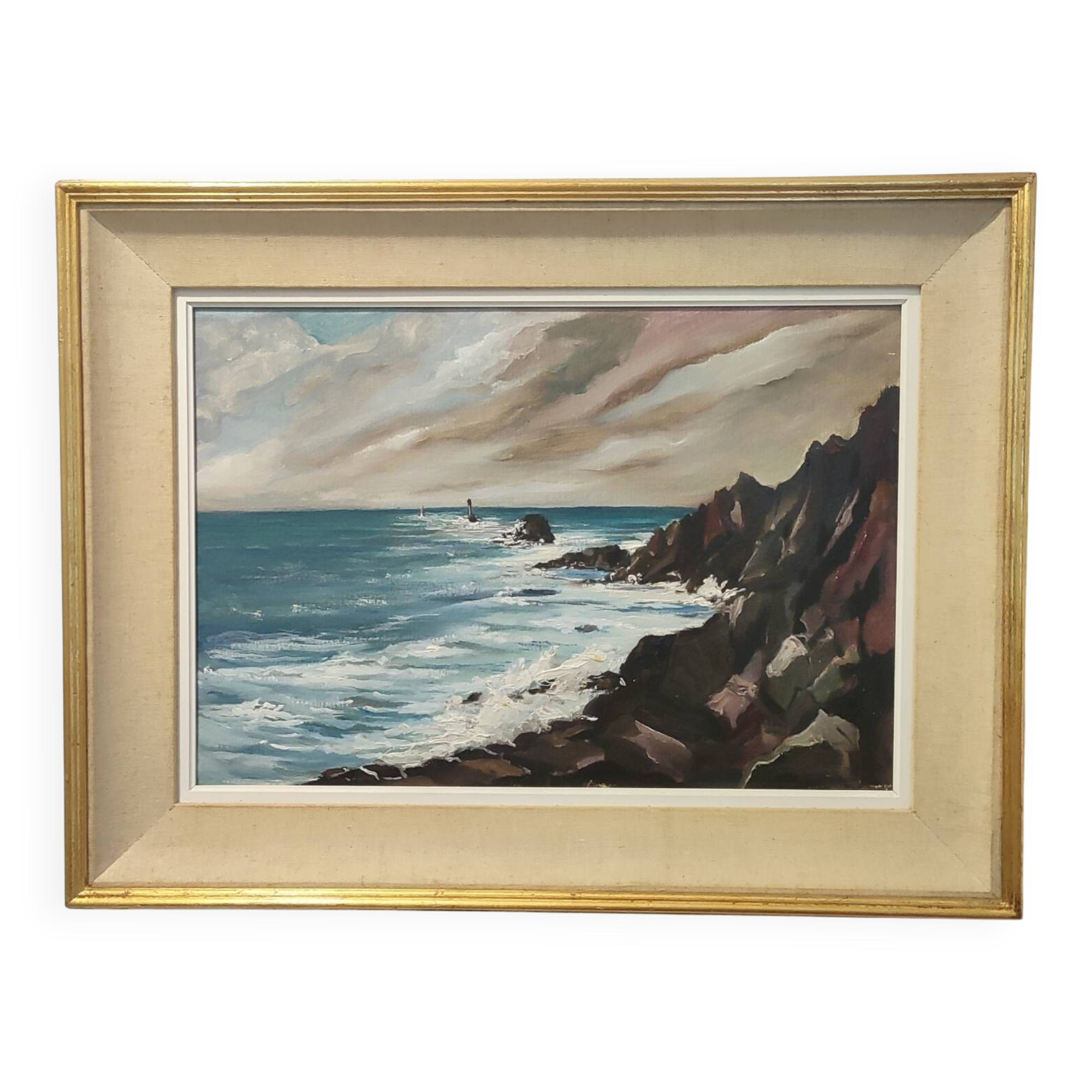 Signed marine oil painting
