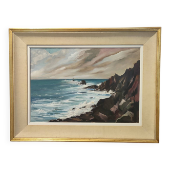 Signed marine oil painting
