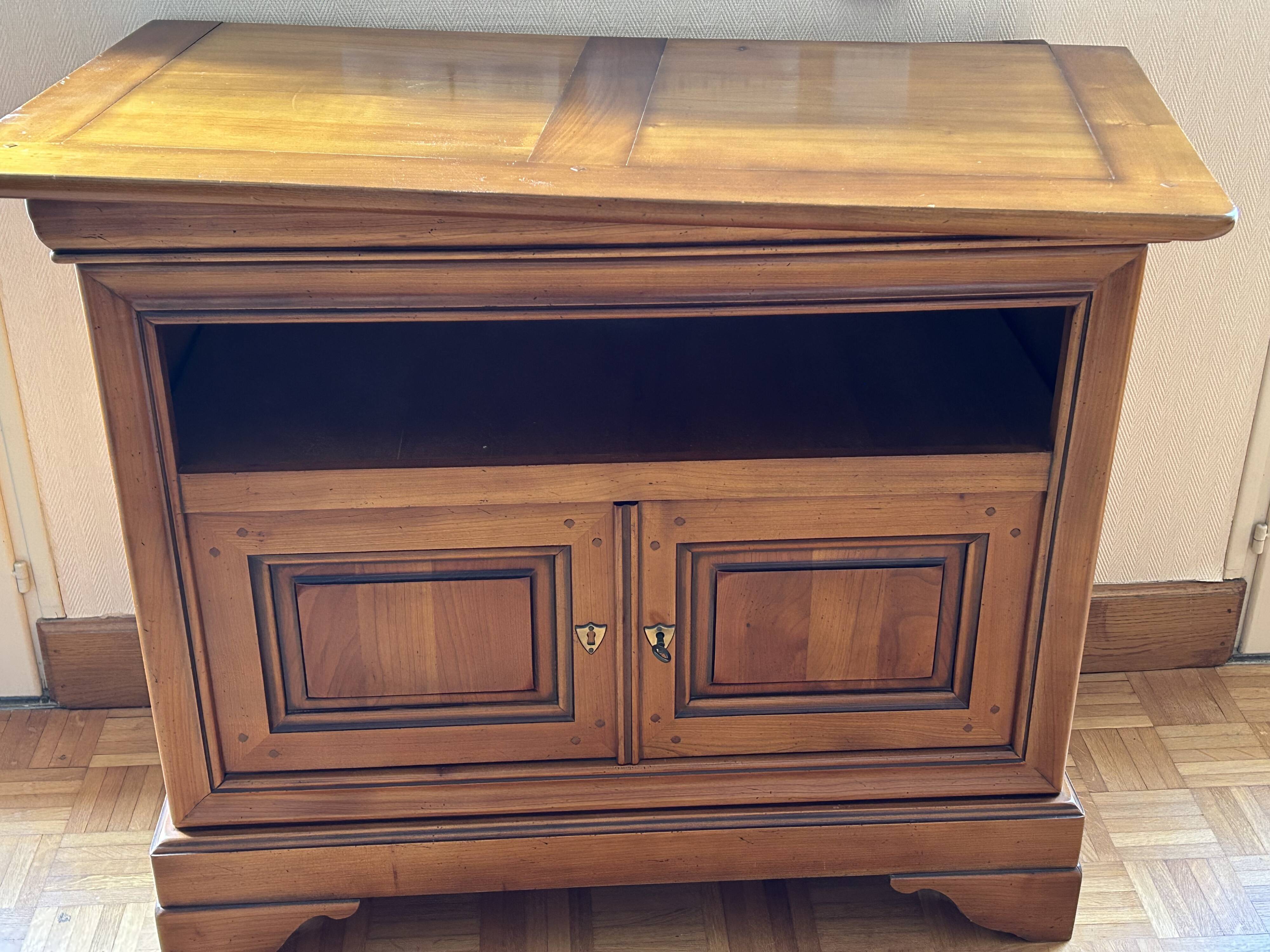 Louis Philippe solid cherry wood TV cabinet.