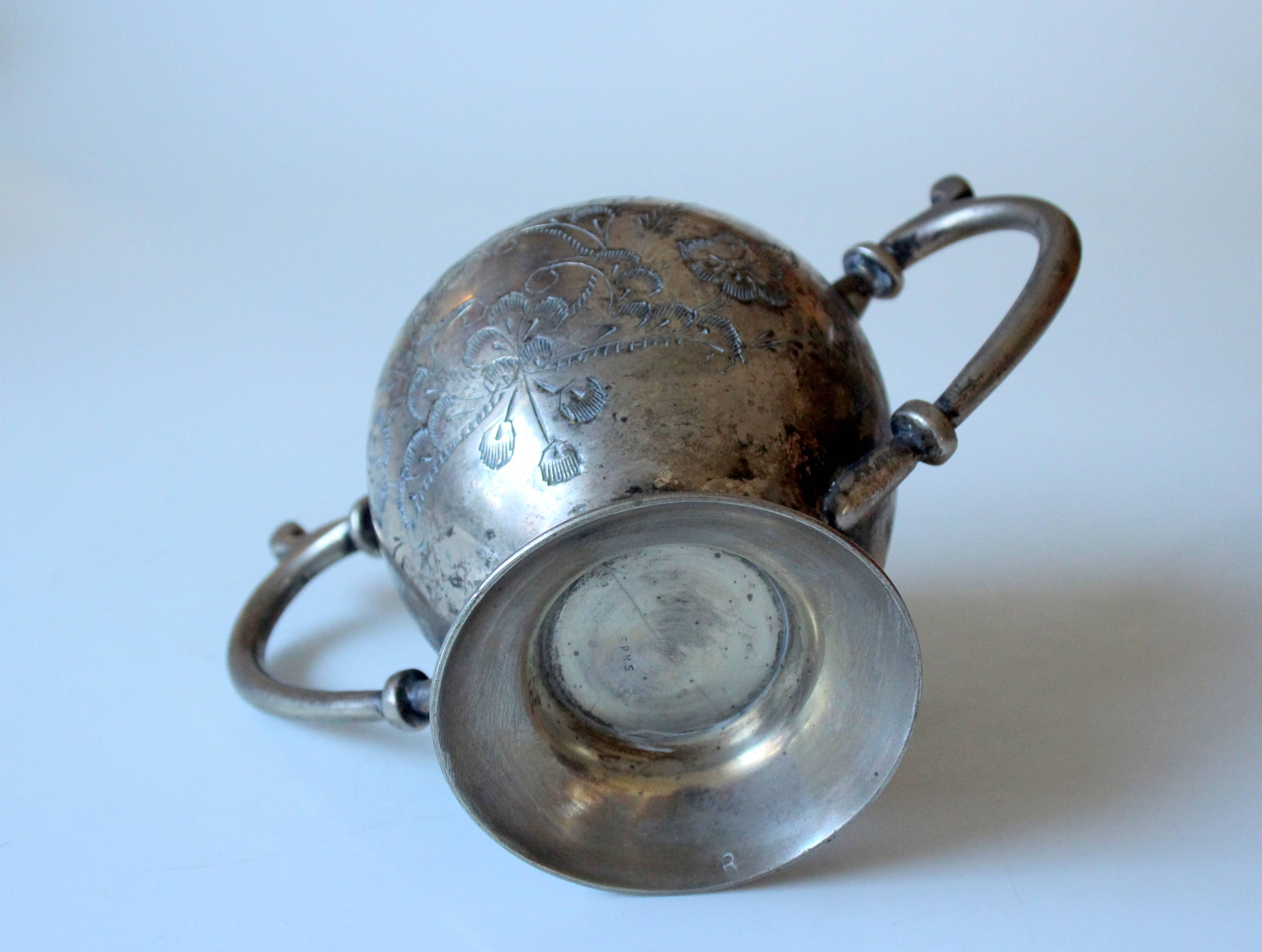 Antique silver plated sugar bowl, EPNS silver plated