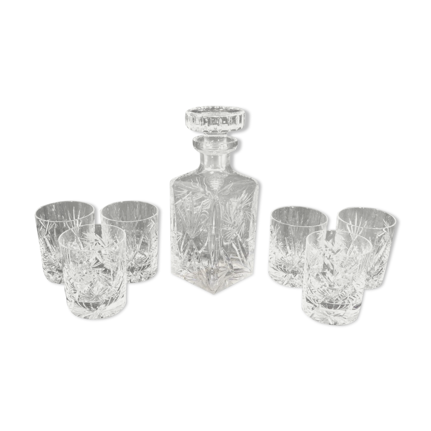 Whisky service in Critsal of arques or Boheme carafe and 6 glasses