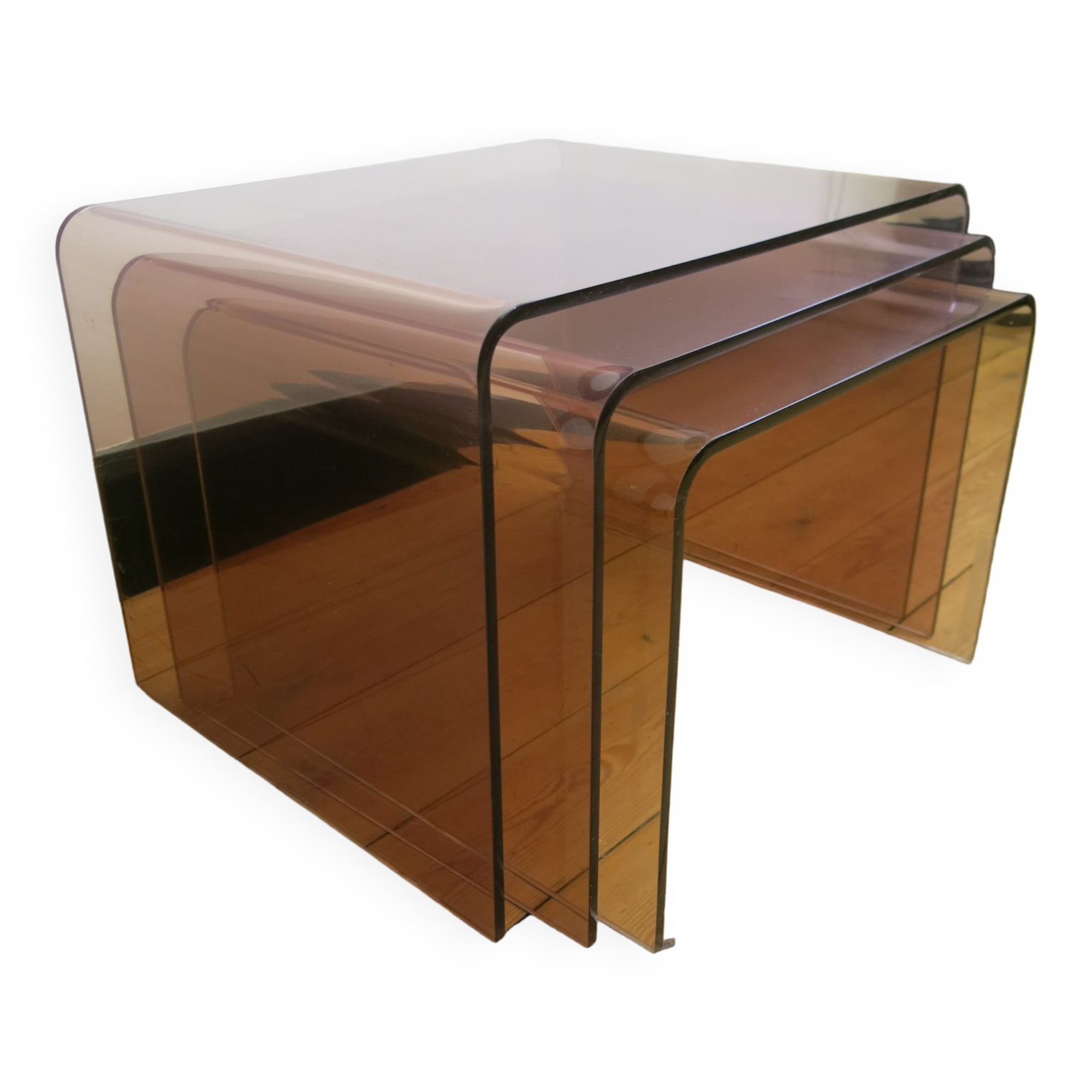 Plexi nesting tables by Michel Dumas