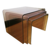 Tables gigognes en plexi signées Michel Dumas