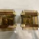 Smokey Glass Wooden Brass Sconces, Set of 2