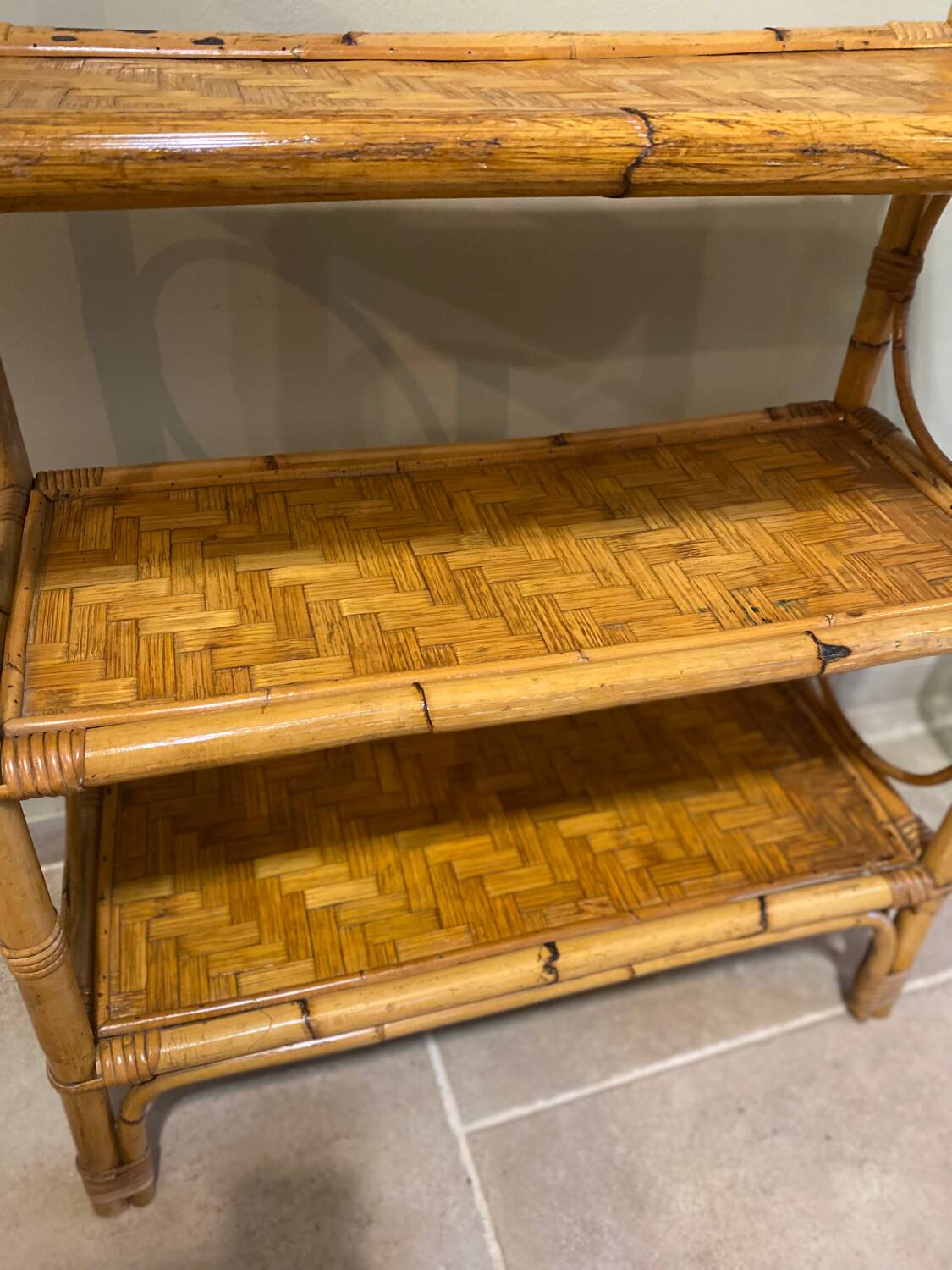Vintage rattan shelf