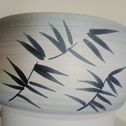 Paul MILLET in Sèvres - White & grey-blue vase - Black painted foliage