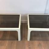Pair of white lacquered fiberglass sofa ends