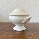 Antique white ironware soup tureen from the end of the 19th century
