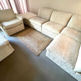 Modular corner sofa white pluche 7 elements