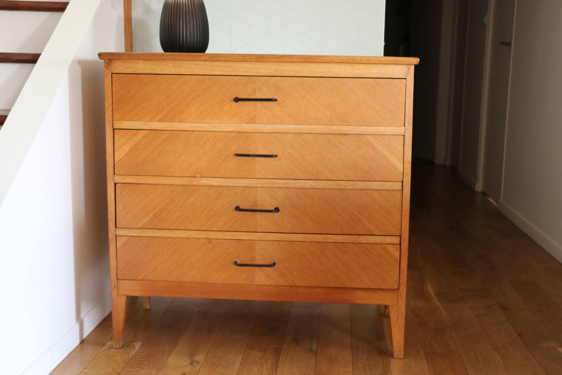 Chest of drawers with 4 drawers, light oak, 1960s