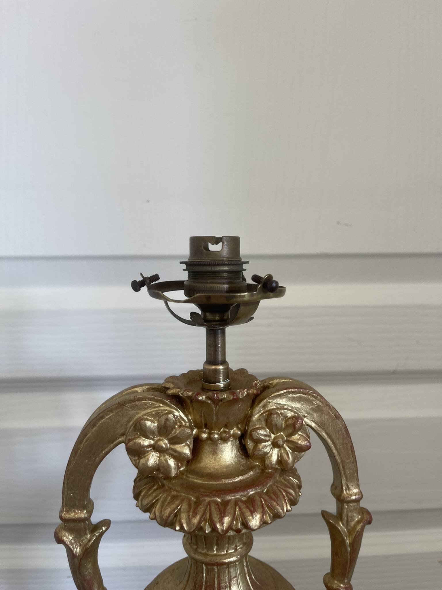 Antique Large Cassolette Lamp Empire Greek Roman Gilded Wood 19th Century 60