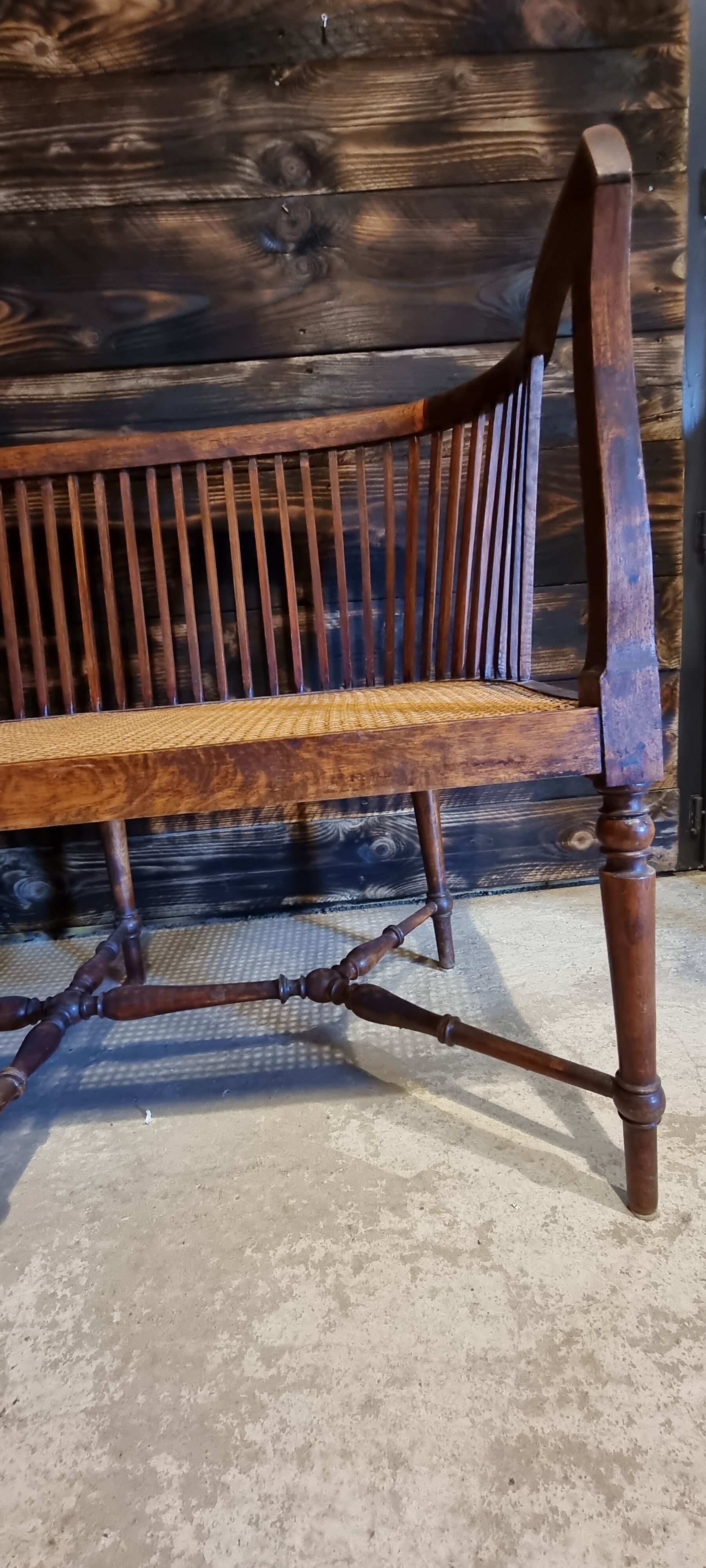 Wooden bench and cannage