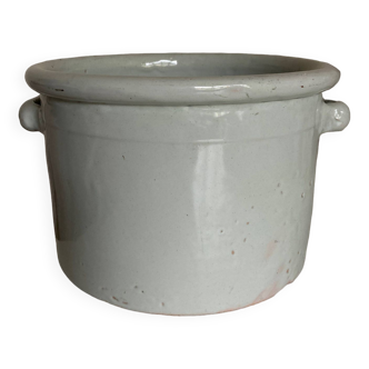 White XXL pot cover in glazed earth 1960 Italy
