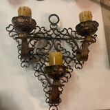 Pair of wrought iron sconces, 1980s